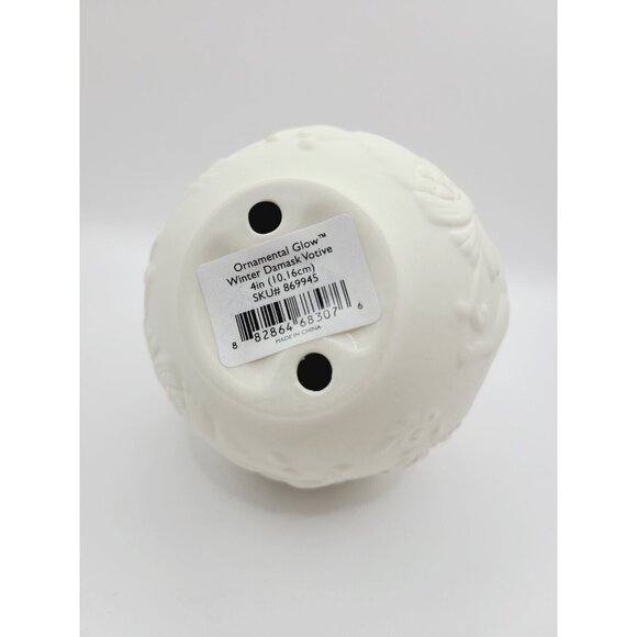 Lenox Ornamental Glow Winter Votive Holder With Damask & Deer Design 4" Tall - Picture 4 of 8